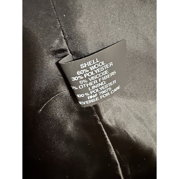 Anne Klein Blue Wool Blend Peacoat Size Large | Double Breasted Flared Hem Coat - Picture 6 of 7